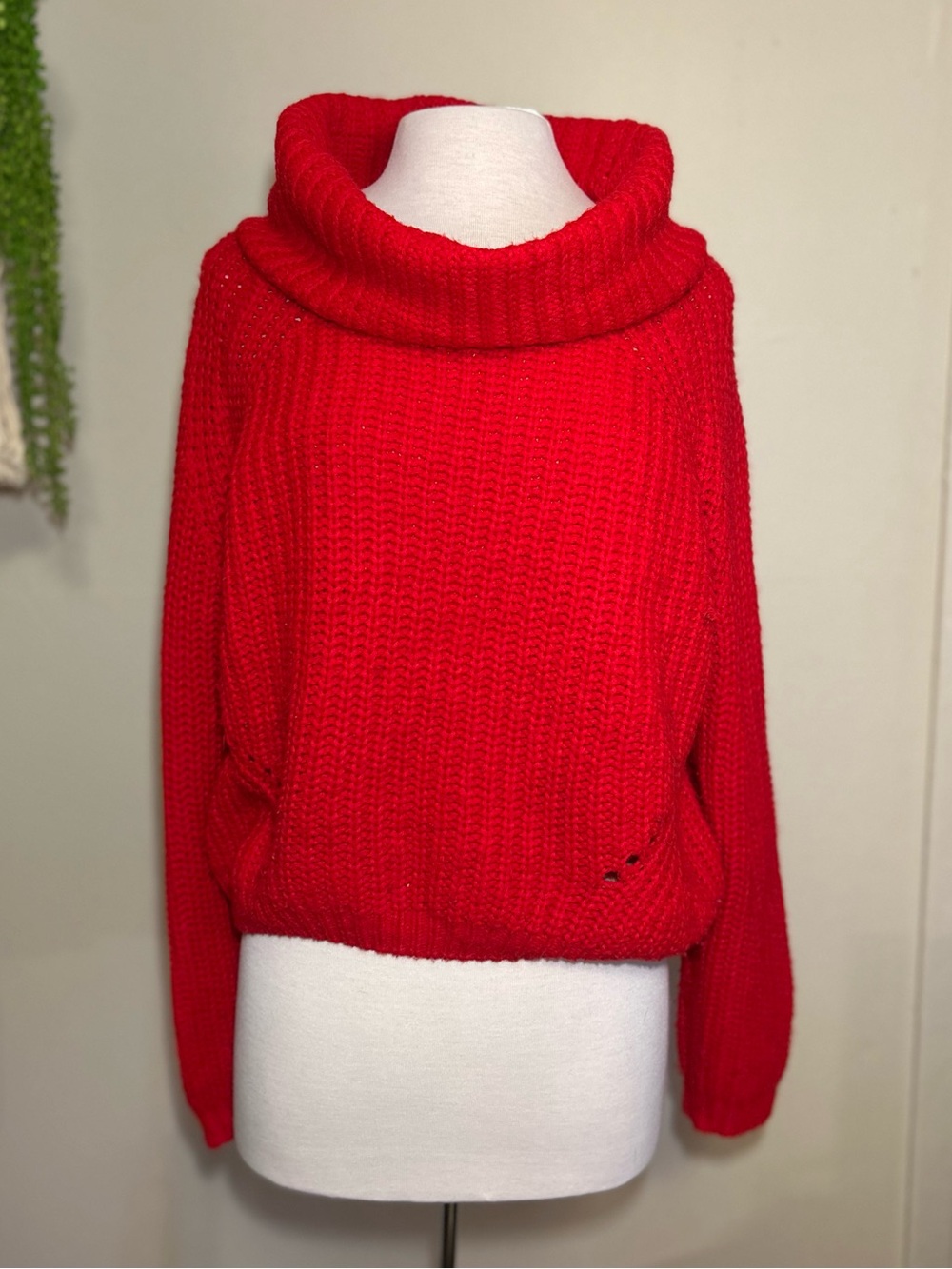 Target Women's Medium Bright Red Knit Cowlneck Sweater